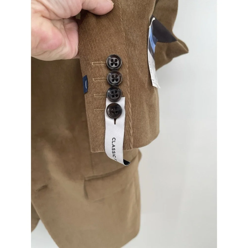 Stafford-Corduroy Stretch Classic Elbow Patch Sport  Coat Jacket 42 Reg Biege